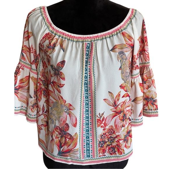 JEALOUS TOMATO BOHEMIAN OFF THE SHOULDER BELL SLEEVE TOP SZ XS EUC - Picture 5 of 11